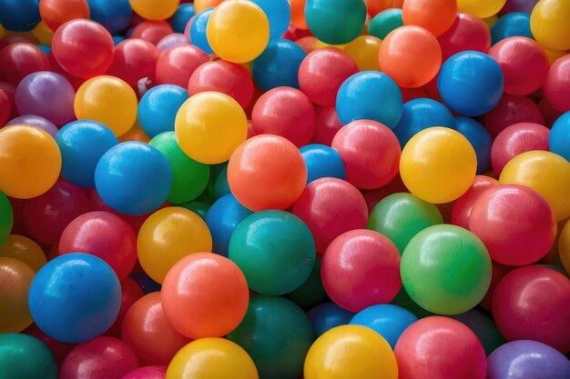 Photo des balles en plastique colorées dans une fosse de jeu