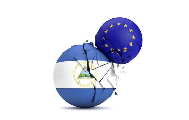 Les balles politiques du Nicaragua et de l'Union européenne se brisent ensemble 3D Render