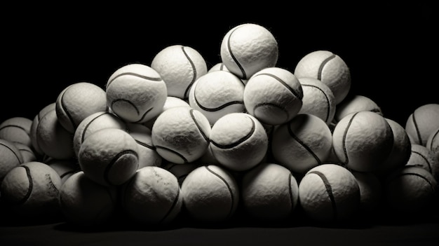 Balles de tennis en palette monochrome