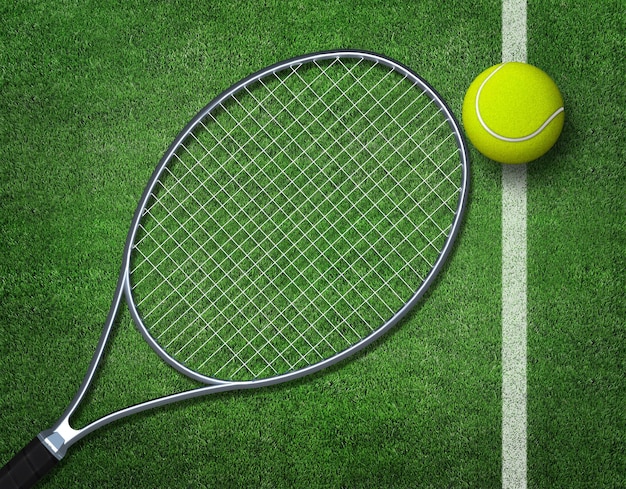 balles de tennis sur un terrain de tennis en gazon