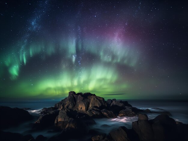 Ballet céleste des aurores et des étoiles