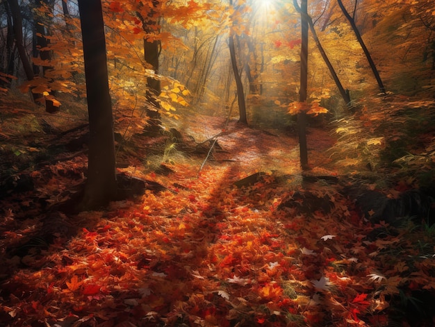Un ballet de feuilles d'automne dans la forêt