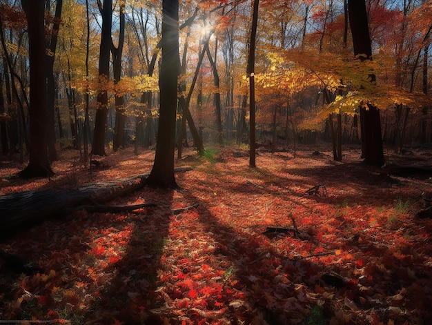 Un ballet de feuilles d'automne dans la forêt