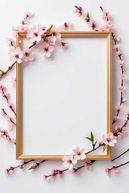 Ballet de la fleur de cerise Frontière blanche Modèle de cadre avec un espace blanc vide pour placer votre dessin