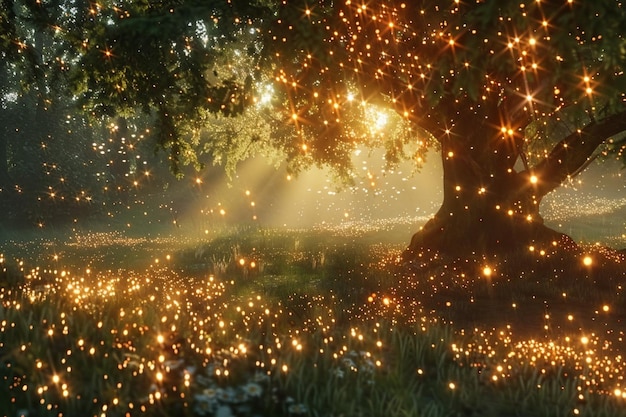 Photo un ballet de lucioles éblouissant dans un octane magique de prairie