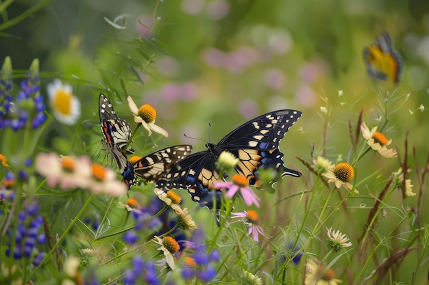 Ballet de la nature Un parc public transformé par une colorée gamme de fleurs et de papillons sauvages indigènes