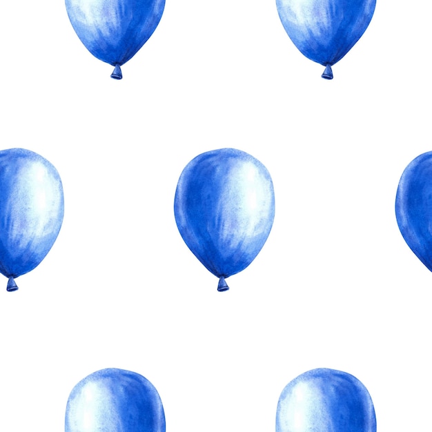 Ballon d'air bleu motif sans couture c'est un bébé garçon fête d'anniversaire nouveau-né peint à la main aquarelle