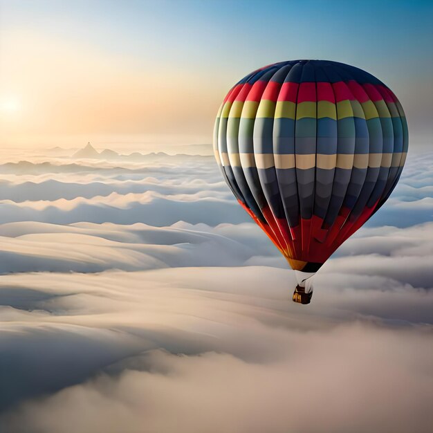 Photo ballon à air chaud coloré dans le ciel ia générative