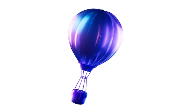 Ballon à air chaud avec effet de lumière néon sombre rendu en 3D