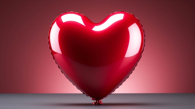 Ballon aluminium en forme de coeur pour la Saint-Valentin sur rouge