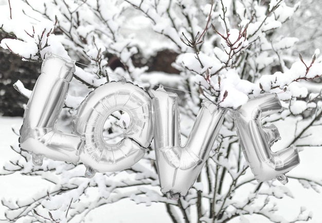 Ballon d&#39;amour dans la neige