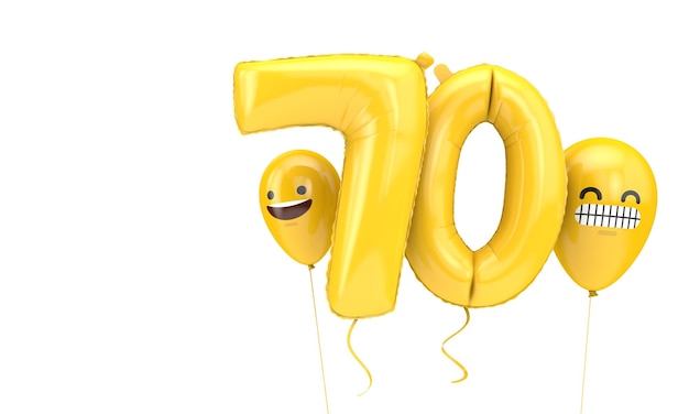 Ballon d'anniversaire numéro avec emoji fait face à des ballons d render