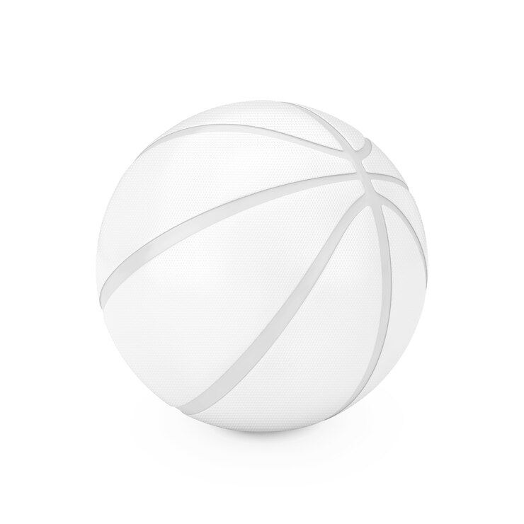 Photo ballon de basket blanc en style argile sur fond blanc. rendu 3d