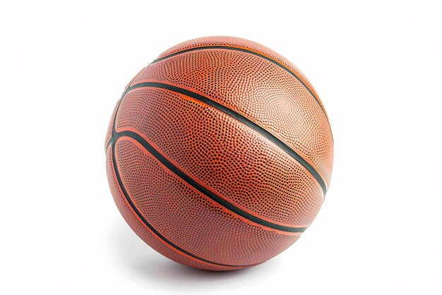 un ballon de basket est montré sur un fond blanc