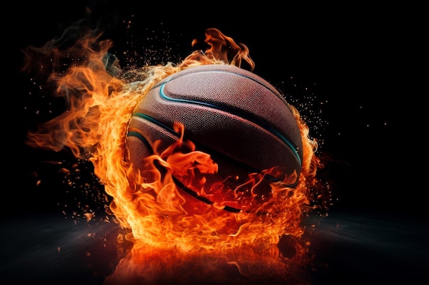 Ballon de basket en feu Générer Ai