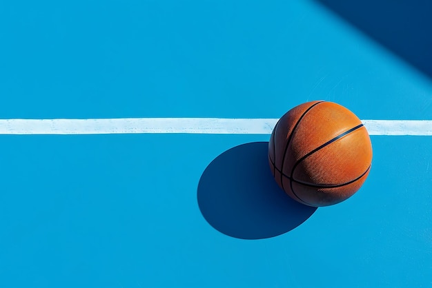 Ballon de basket sur fond bleu Concept sportif