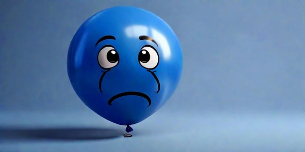 Photo ballon bleu avec un visage triste lundi bleu