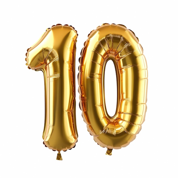 Ballon de célébration numéro 10 en feuille d'or