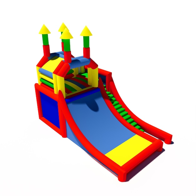 Ballon de château gonflable de rendu 3d pour les enfants de terrain de jeu isolés sur fond blanc