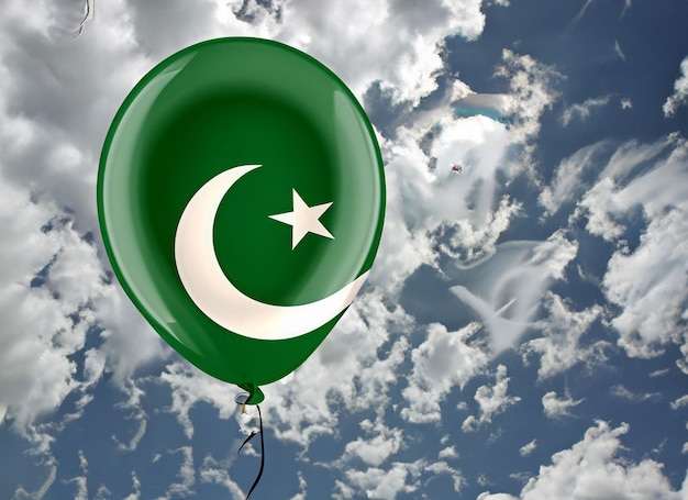 Photo ballon avec le drapeau du pakistan en forme de coeur rendu 3d