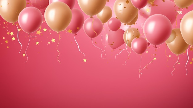 Ballon de fête à fond rose avec de petites étoiles dorées Illustrateur