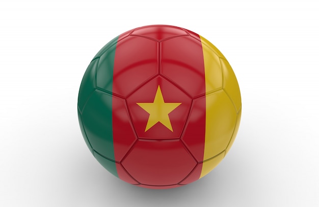 Ballon de foot avec drapeau camerounais