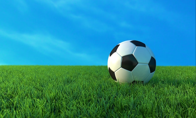 Ballon de foot sur l&#39;herbe verte