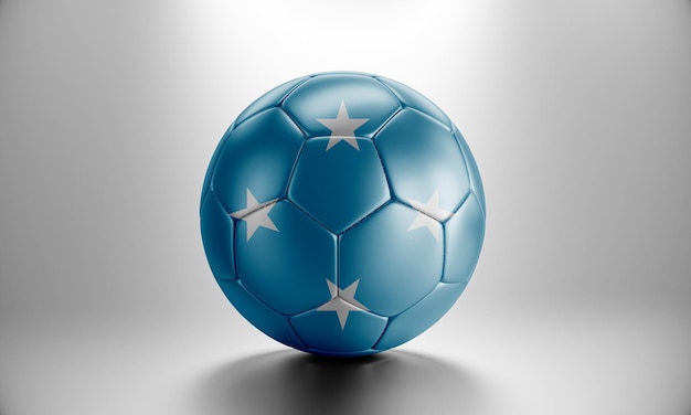 Ballon de football 3D avec le drapeau du pays Micronésie. Ballon de football avec le drapeau de la Micronésie