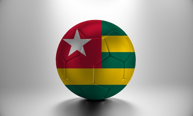Photo ballon de football 3d avec le drapeau du pays togo. ballon de football avec le drapeau togo
