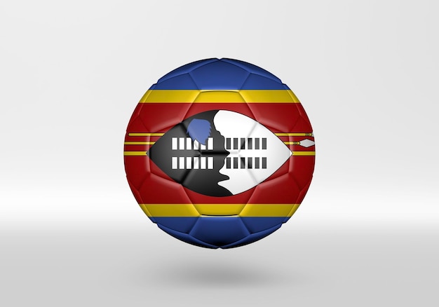 Ballon de football 3d avec le drapeau du Swaziland sur fond gris