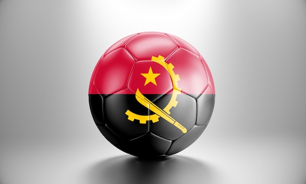 Photo ballon de football 3d avec le drapeau de pays de l'angola. ballon de football avec le drapeau de l'angola