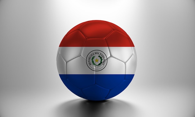 ballon de football 3d avec le drapeau de pays du Paraguay. Ballon de football avec le drapeau du Paraguay