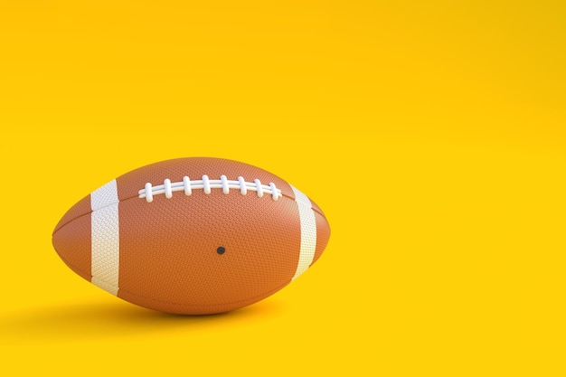 Ballon de football américain sur fond jaune illustration de rendu 3D
