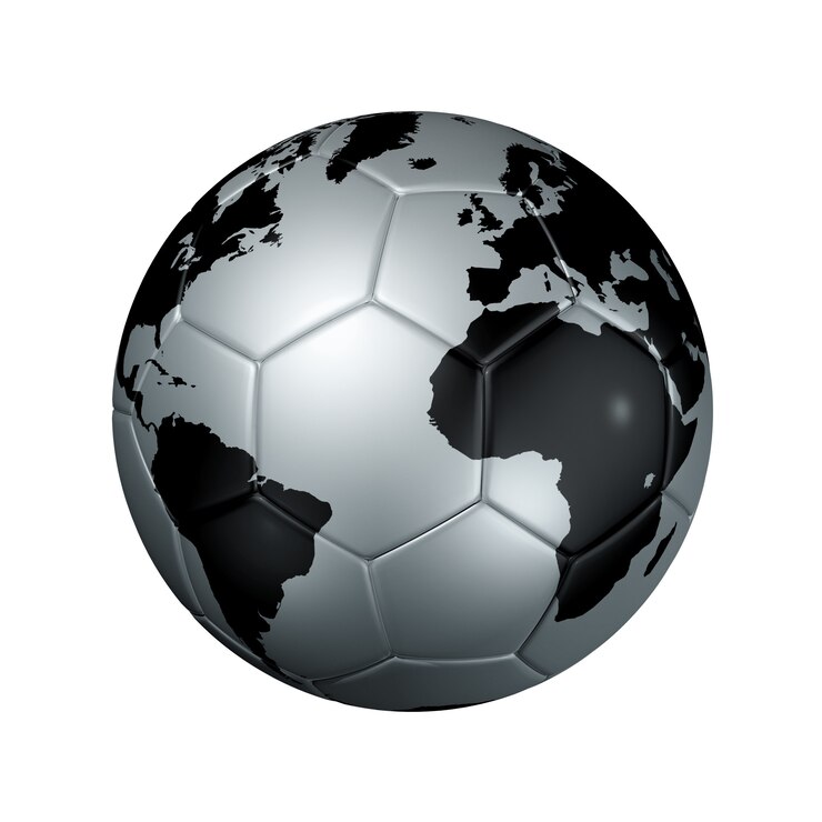 Photo ballon de football argent football globe terrestre