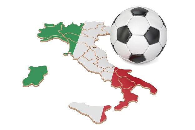 Ballon de football avec carte de l'Italie concept rendu 3D