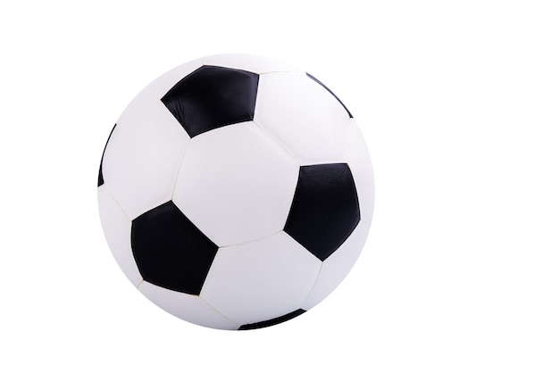 Ballon de football en cuir ou football isolé sur fond blanc