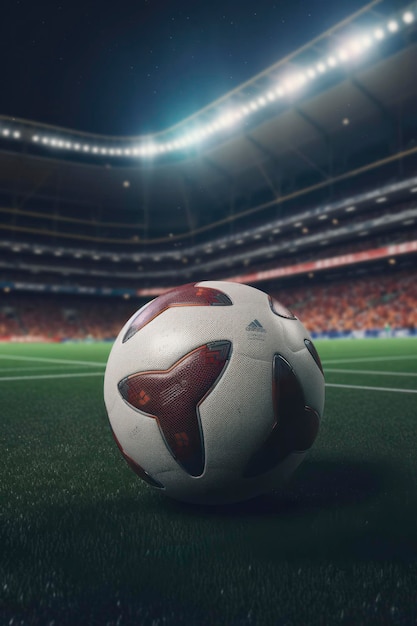 Ballon de football dans le stade généré par l'IA
