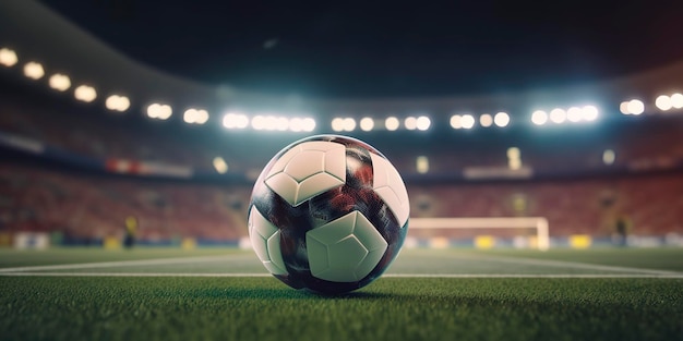 Ballon de football dans le stade généré par l'IA