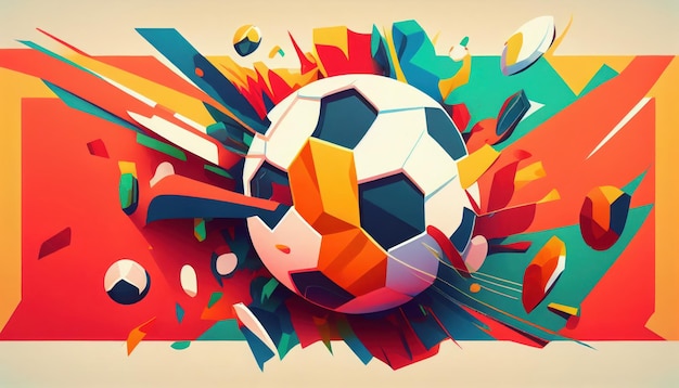 Ballon de football dans le style des abstractions géométriques lumineuses par Generative AI