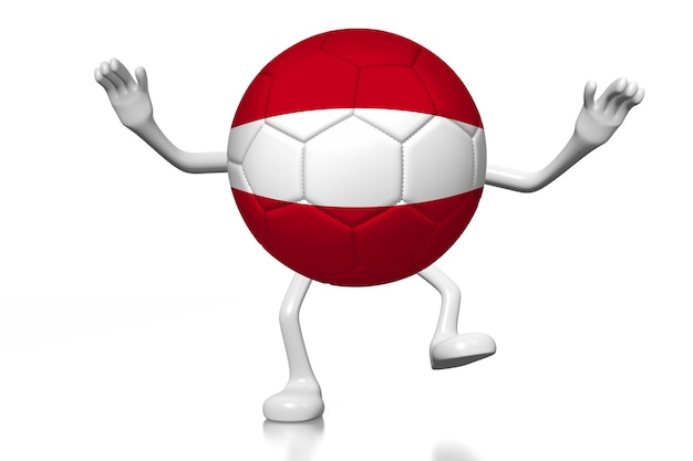 Photo ballon de football de dessin animé avec le drapeau national de l'autriche illustration 3d