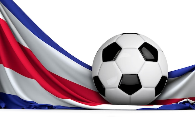 Ballon de football sur le drapeau du Costa Rica Football background 3D Rendering