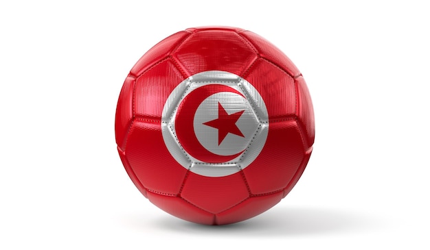 Ballon de football avec le drapeau national de la Tunisie illustration 3D