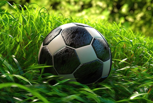 un ballon de football est sur l'herbe