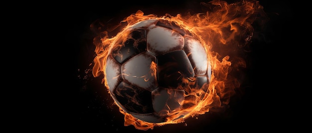 Ballon de football en feu IA générative