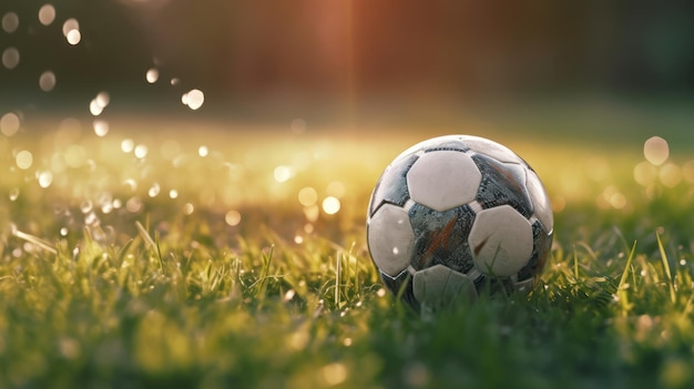 Un ballon de football sur l'herbe