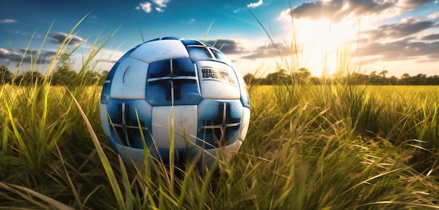 Ballon de football sur l'herbe