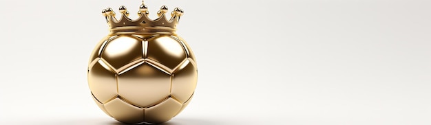 Ballon de football or avec couronne fond blanc avec un espace pour le texte Generative AI
