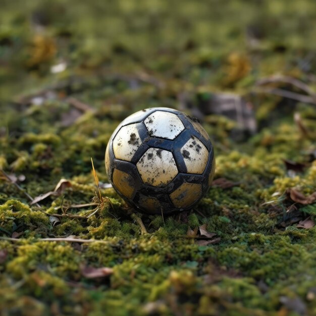 ballon de football posé sur un carré d'herbe