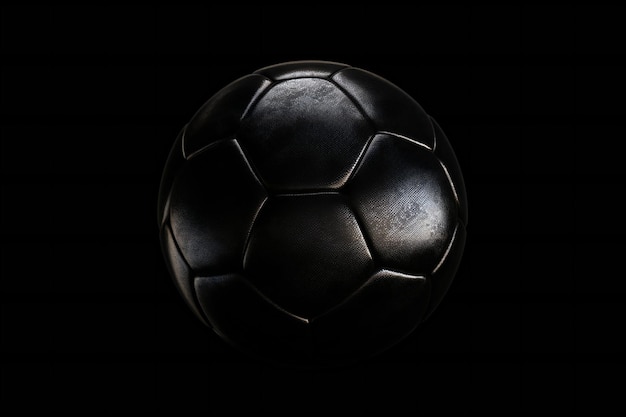 Ballon de football premium noir sur fond noir ai généré