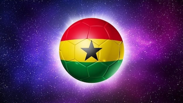 Ballon de football soccer avec le drapeau du Ghana Illustration de fond de l'espace